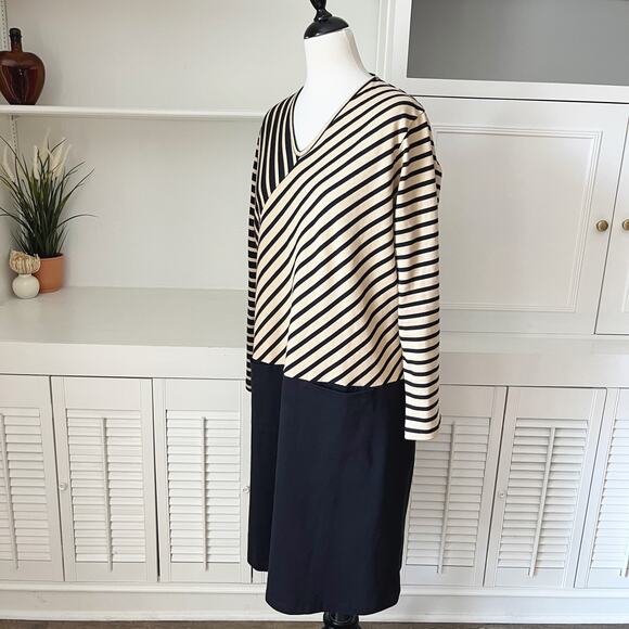 Masai Copenhagen Travertine Colorblock Stripe Nenala Cotton Shift Dress Size L - Picture 3 of 9